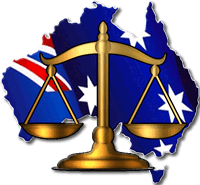 Australia flag and scales of justice