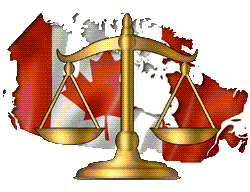 National flag of Canada and scales of justice