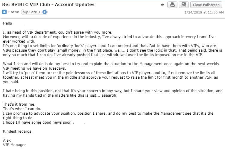 Vip Departments Reply