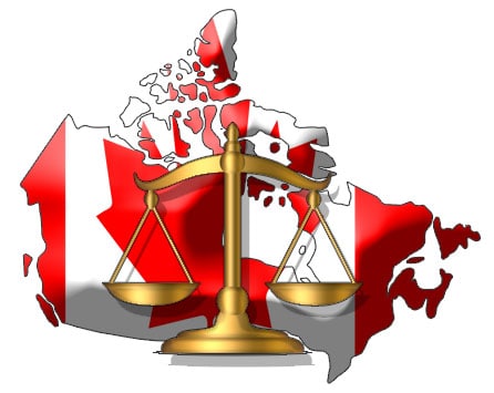 Canada Flag in front of legal scale