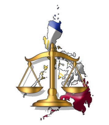 Philippine Flag in front of legal scale