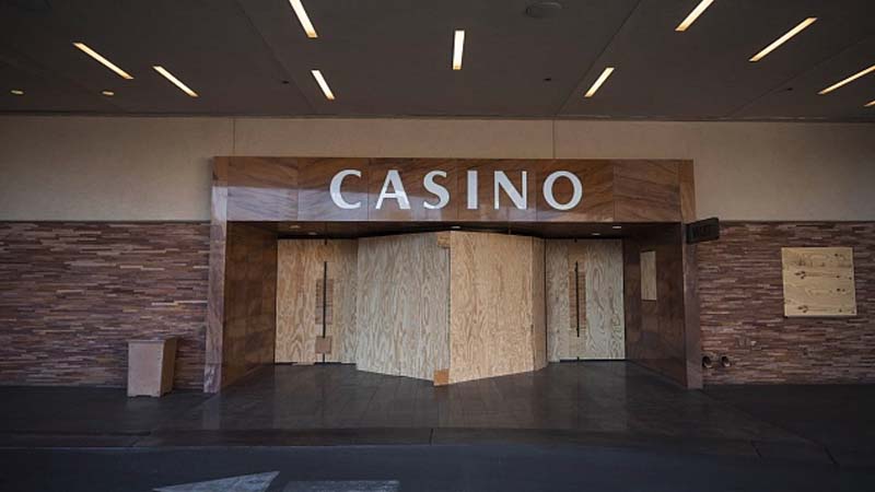 Casino with shuttered doors