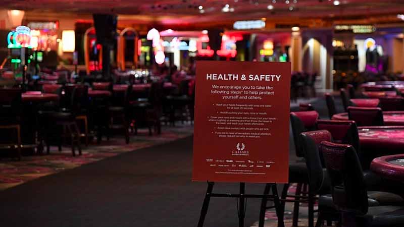 Casino Floor With A Health Safety Poster Displayed