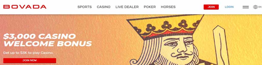 Bovada casino header