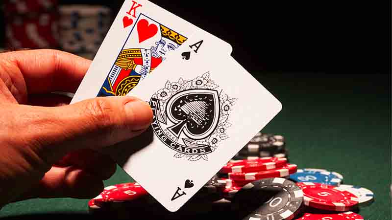 blackjack cards and table