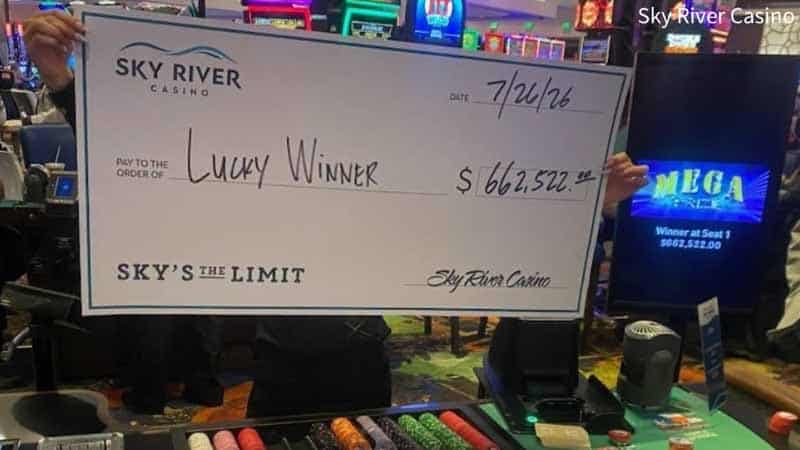 Winning casino check entitled Lucky Winner